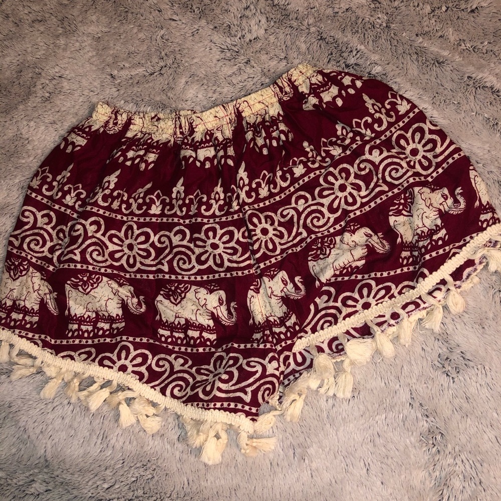 elephant and geo print shorts